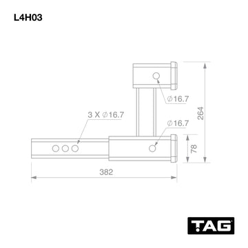 TAG Dual Receiver Hitch Extender - 50mm Square - Brixton 4x4 - Buy Online Now!